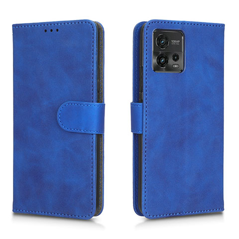 Funda de Cuero Cartera con Soporte Carcasa L01Z para Motorola Moto G72 Azul