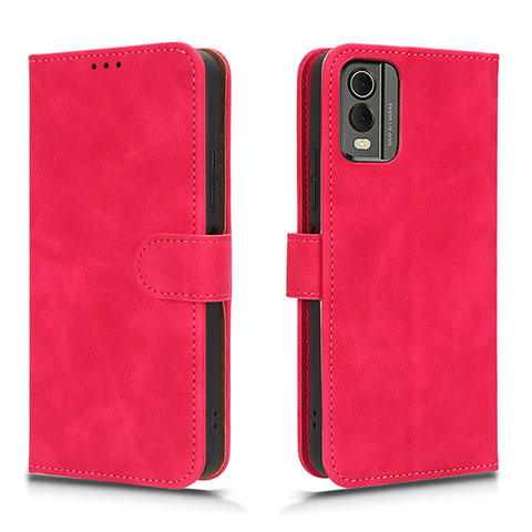 Funda de Cuero Cartera con Soporte Carcasa L01Z para Nokia C210 Rosa Roja