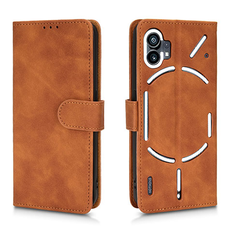 Funda de Cuero Cartera con Soporte Carcasa L01Z para Nothing Phone 1 Marron