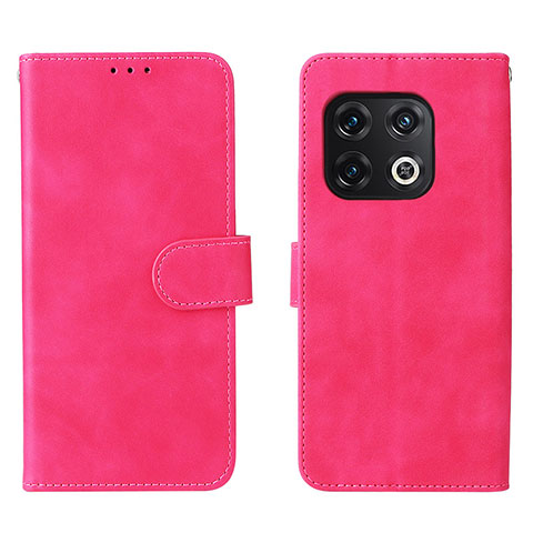 Funda de Cuero Cartera con Soporte Carcasa L01Z para OnePlus 10 Pro 5G Rosa Roja