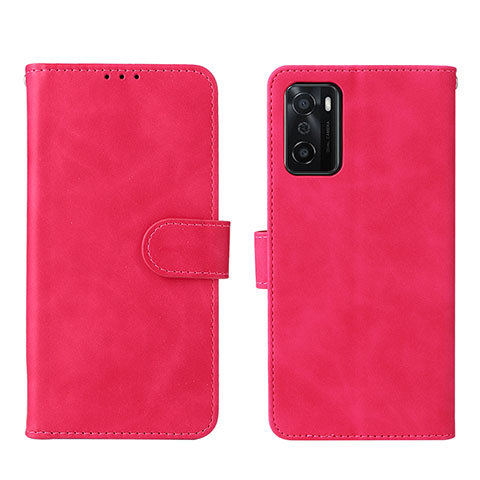 Funda de Cuero Cartera con Soporte Carcasa L01Z para Oppo A55S 5G Rosa Roja