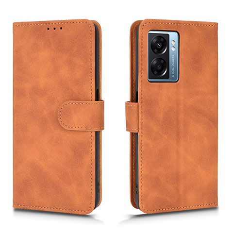 Funda de Cuero Cartera con Soporte Carcasa L01Z para Oppo A56S 5G Marron