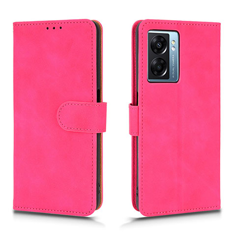 Funda de Cuero Cartera con Soporte Carcasa L01Z para Oppo A56S 5G Rosa Roja