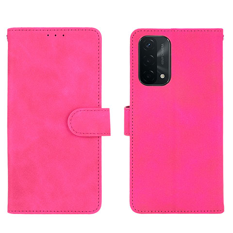 Funda de Cuero Cartera con Soporte Carcasa L01Z para Oppo A74 5G Rosa Roja