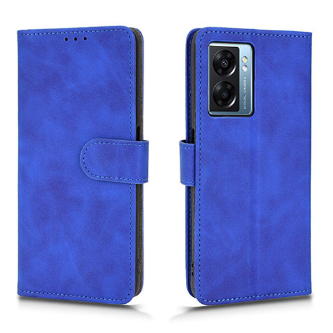 Funda de Cuero Cartera con Soporte Carcasa L01Z para Oppo A77 5G Azul