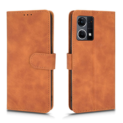 Funda de Cuero Cartera con Soporte Carcasa L01Z para Oppo F21 Pro 4G Marron