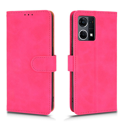 Funda de Cuero Cartera con Soporte Carcasa L01Z para Oppo F21 Pro 4G Rosa Roja