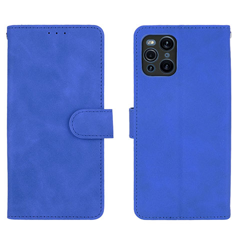 Funda de Cuero Cartera con Soporte Carcasa L01Z para Oppo Find X3 Pro 5G Azul