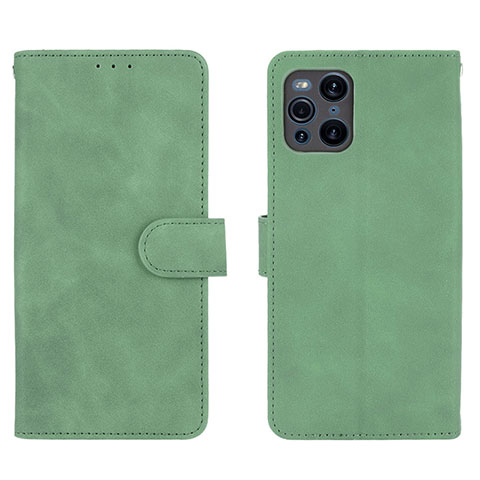 Funda de Cuero Cartera con Soporte Carcasa L01Z para Oppo Find X3 Pro 5G Verde