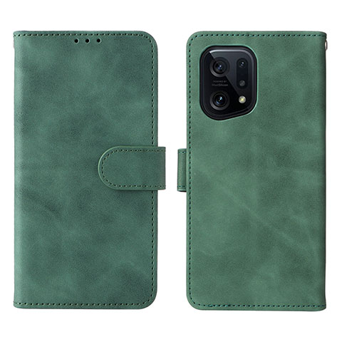 Funda de Cuero Cartera con Soporte Carcasa L01Z para Oppo Find X5 5G Verde