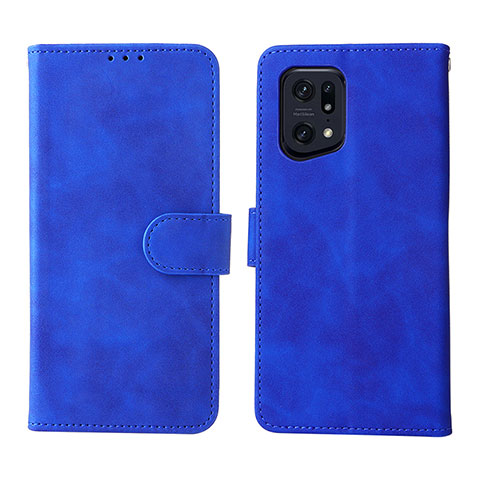 Funda de Cuero Cartera con Soporte Carcasa L01Z para Oppo Find X5 Pro 5G Azul