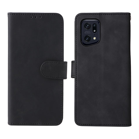 Funda de Cuero Cartera con Soporte Carcasa L01Z para Oppo Find X5 Pro 5G Negro