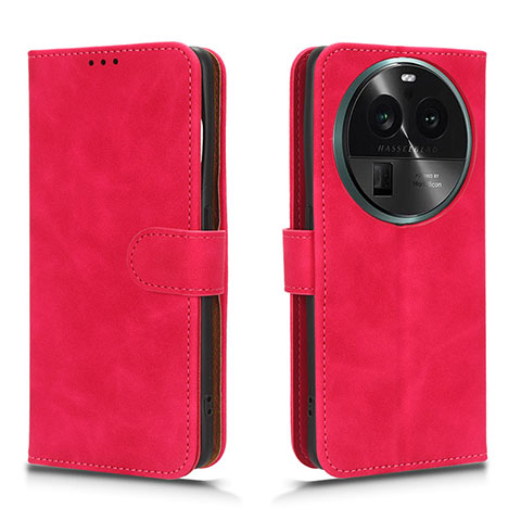 Funda de Cuero Cartera con Soporte Carcasa L01Z para Oppo Find X6 5G Rosa Roja