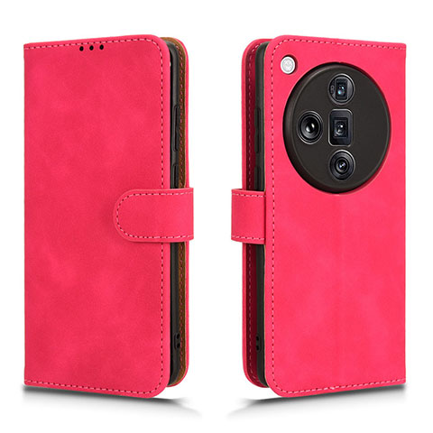 Funda de Cuero Cartera con Soporte Carcasa L01Z para Oppo Find X7 Ultra 5G Rosa Roja