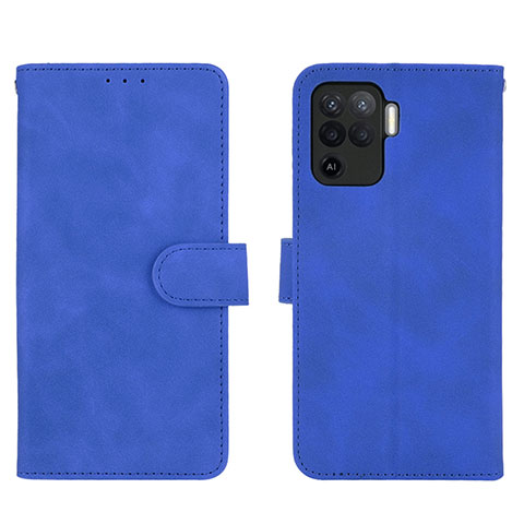 Funda de Cuero Cartera con Soporte Carcasa L01Z para Oppo Reno5 F Azul