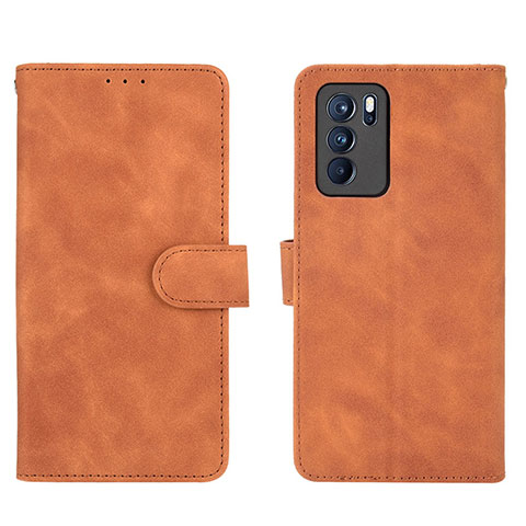 Funda de Cuero Cartera con Soporte Carcasa L01Z para Oppo Reno6 Pro 5G India Marron