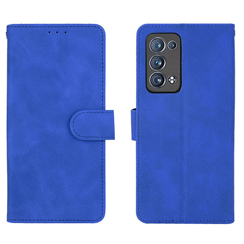 Funda de Cuero Cartera con Soporte Carcasa L01Z para Oppo Reno6 Pro+ Plus 5G Azul