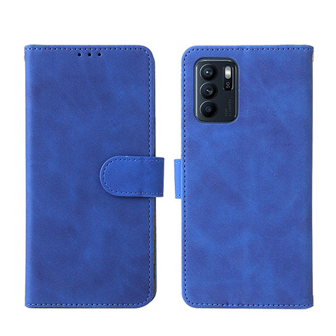 Funda de Cuero Cartera con Soporte Carcasa L01Z para Oppo Reno6 Z 5G Azul