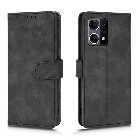 Funda de Cuero Cartera con Soporte Carcasa L01Z para Oppo Reno7 4G Negro