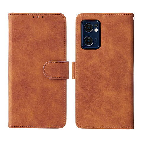 Funda de Cuero Cartera con Soporte Carcasa L01Z para Oppo Reno7 5G Marron