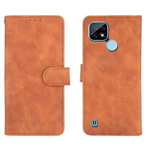 Funda de Cuero Cartera con Soporte Carcasa L01Z para Realme C21 Marron