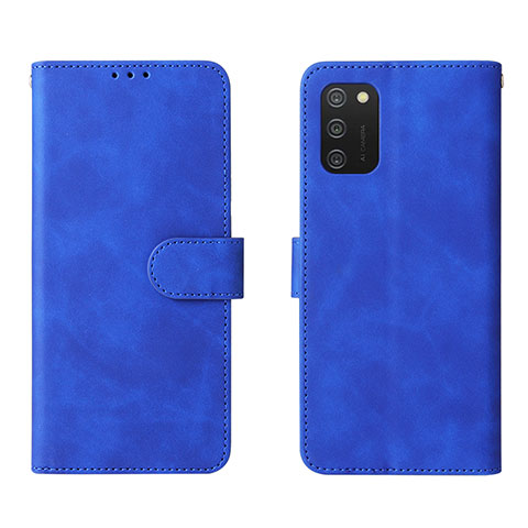 Funda de Cuero Cartera con Soporte Carcasa L01Z para Samsung Galaxy A02s Azul