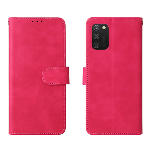 Funda de Cuero Cartera con Soporte Carcasa L01Z para Samsung Galaxy A02s Rosa Roja