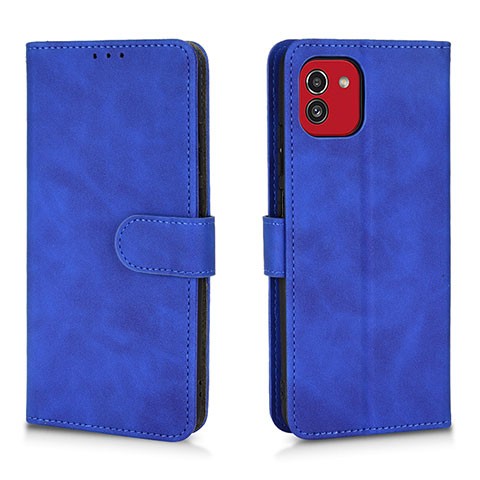 Funda de Cuero Cartera con Soporte Carcasa L01Z para Samsung Galaxy A03 Azul