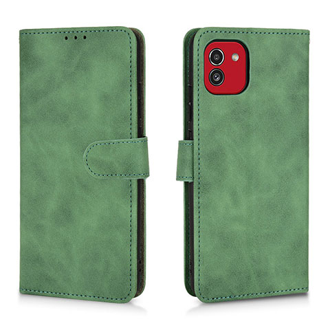 Funda de Cuero Cartera con Soporte Carcasa L01Z para Samsung Galaxy A03 Verde