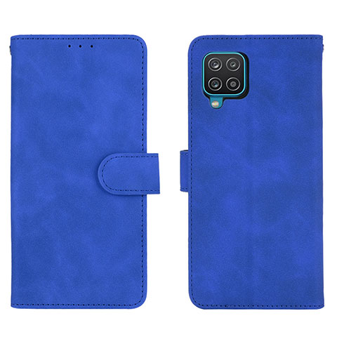 Funda de Cuero Cartera con Soporte Carcasa L01Z para Samsung Galaxy A12 Nacho Azul