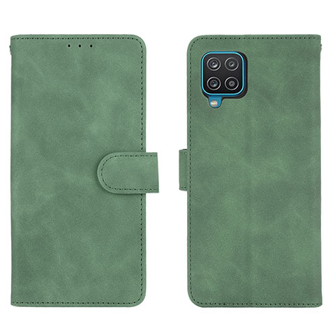 Funda de Cuero Cartera con Soporte Carcasa L01Z para Samsung Galaxy A12 Nacho Verde