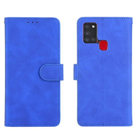 Funda de Cuero Cartera con Soporte Carcasa L01Z para Samsung Galaxy A21s Azul