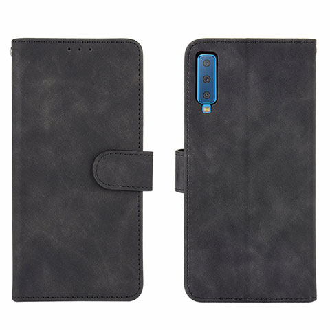 Funda de Cuero Cartera con Soporte Carcasa L01Z para Samsung Galaxy A7 (2018) A750 Negro