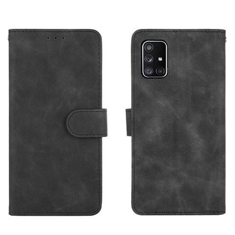 Funda de Cuero Cartera con Soporte Carcasa L01Z para Samsung Galaxy A71 4G A715 Negro