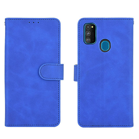 Funda de Cuero Cartera con Soporte Carcasa L01Z para Samsung Galaxy M21 Azul