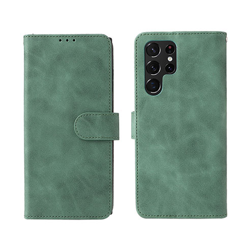 Funda de Cuero Cartera con Soporte Carcasa L01Z para Samsung Galaxy S23 Ultra 5G Verde