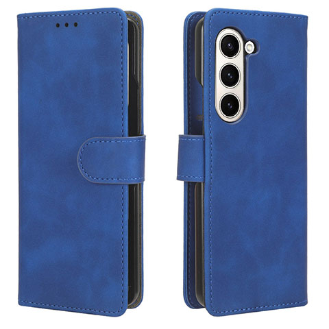 Funda de Cuero Cartera con Soporte Carcasa L01Z para Samsung Galaxy Z Fold5 5G Azul