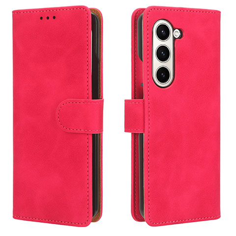 Funda de Cuero Cartera con Soporte Carcasa L01Z para Samsung Galaxy Z Fold5 5G Rosa Roja