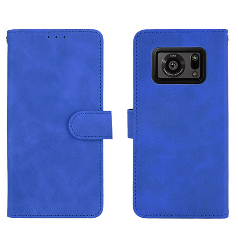 Funda de Cuero Cartera con Soporte Carcasa L01Z para Sharp Aquos R6 Azul