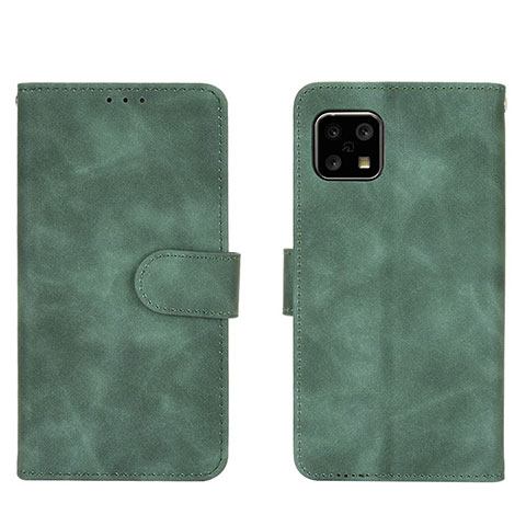 Funda de Cuero Cartera con Soporte Carcasa L01Z para Sharp Aquos Sense4 Basic Verde