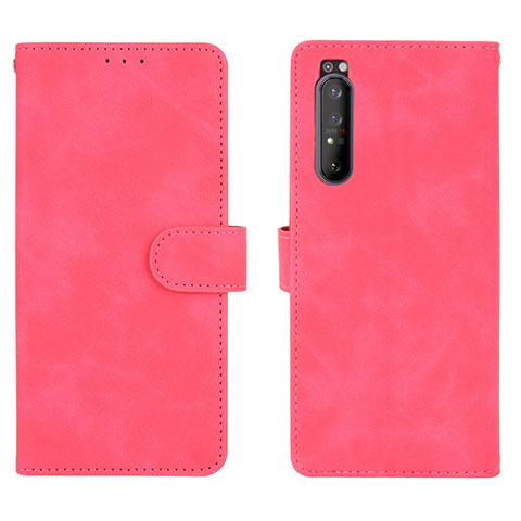 Funda de Cuero Cartera con Soporte Carcasa L01Z para Sony Xperia 1 II Rosa Roja