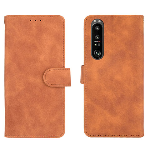 Funda de Cuero Cartera con Soporte Carcasa L01Z para Sony Xperia 1 III Marron