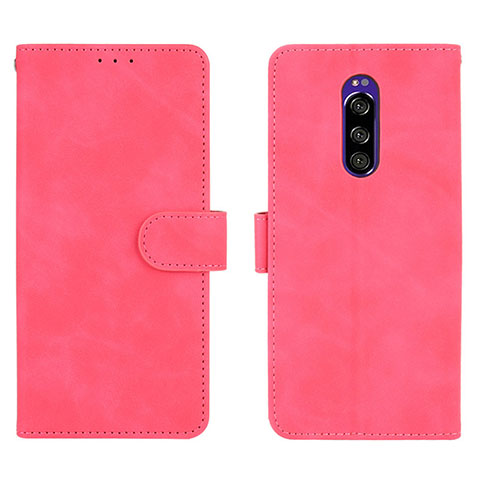 Funda de Cuero Cartera con Soporte Carcasa L01Z para Sony Xperia 1 Rosa Roja