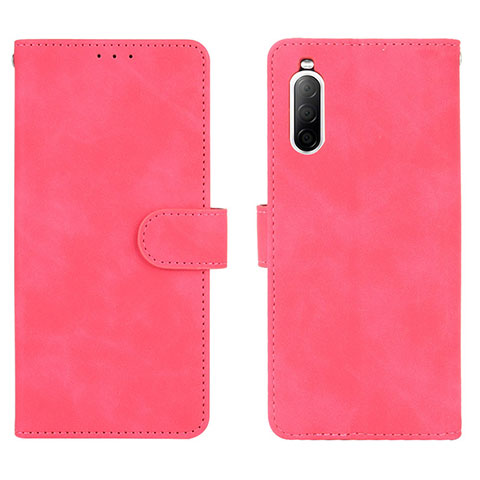 Funda de Cuero Cartera con Soporte Carcasa L01Z para Sony Xperia 10 II Rosa Roja