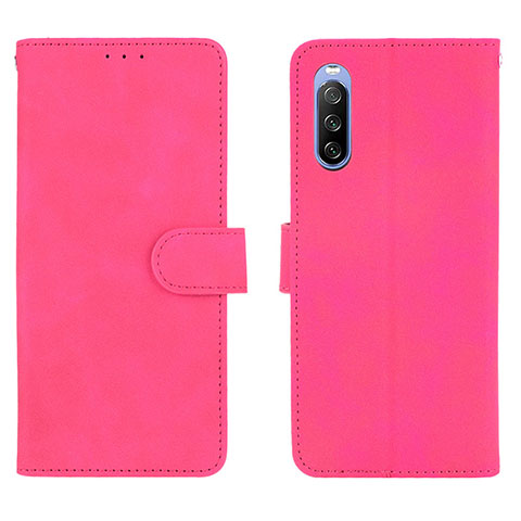 Funda de Cuero Cartera con Soporte Carcasa L01Z para Sony Xperia 10 III Rosa Roja