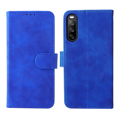 Funda de Cuero Cartera con Soporte Carcasa L01Z para Sony Xperia 10 IV SO-52C Azul