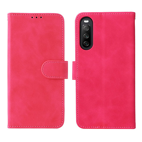 Funda de Cuero Cartera con Soporte Carcasa L01Z para Sony Xperia 10 IV SOG07 Rosa Roja