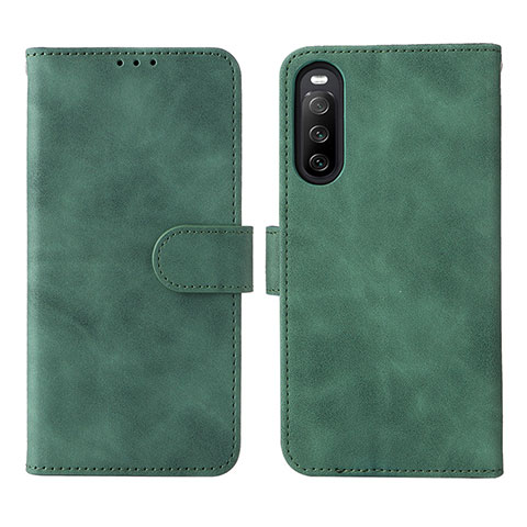 Funda de Cuero Cartera con Soporte Carcasa L01Z para Sony Xperia 10 IV Verde