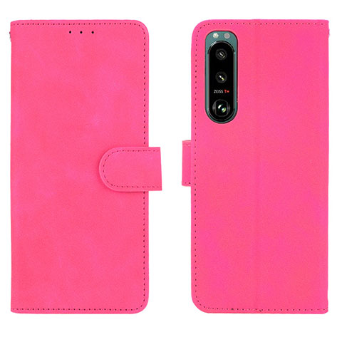 Funda de Cuero Cartera con Soporte Carcasa L01Z para Sony Xperia 5 III SO-53B Rosa Roja