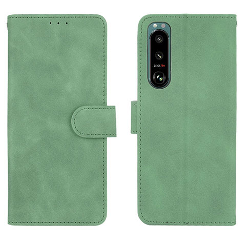 Funda de Cuero Cartera con Soporte Carcasa L01Z para Sony Xperia 5 III SO-53B Verde